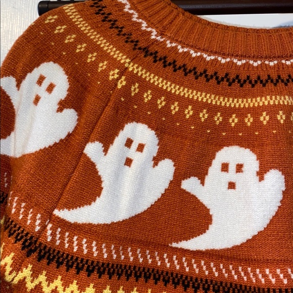 Fair Isle 100% cotton Halloween Ghost sweater, size small, has been dry cleaned - Picture 3 of 7